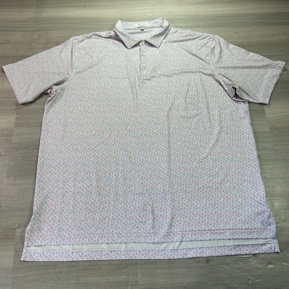 Peter Millar Summer Comfort Polo Shirt Mens 2XL Multicolor Graphic Golf Stretch